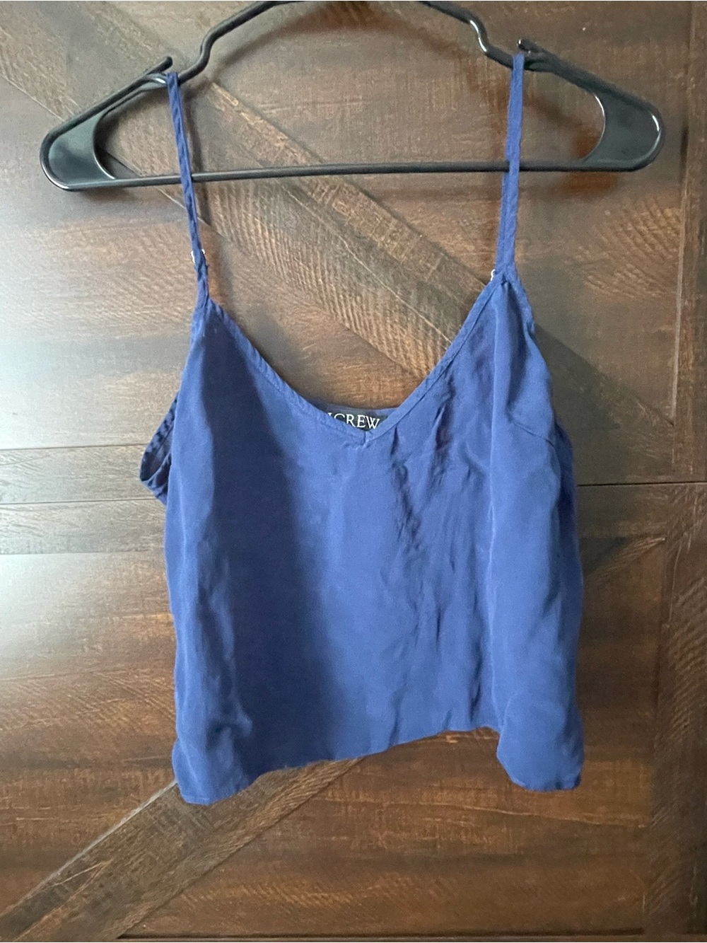 J. Crew Deep Blue Silk Spaghetti Strap Cami crop top